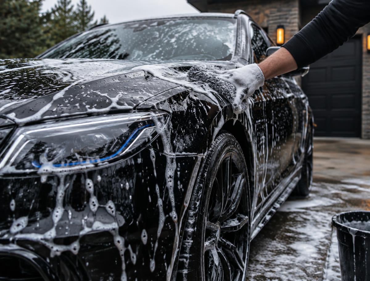 Lavage extérieur à la mousse — illustration